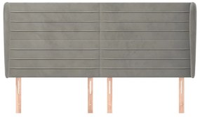 Κεφαλάρι με Πτερύγια Ανοιχτό Γκρι 183x23x118/128 εκ. Βελούδινο - Γκρι