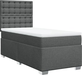 vidaXL Κρεβάτι Boxspring με Στρώμα Σκούρο Γκρι 90x190 εκ. Υφασμάτινο