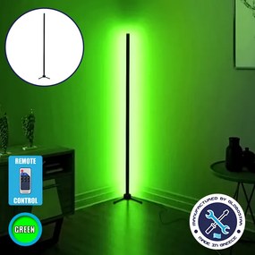GLOBO-150-5 GloboStar® Μοντέρνο Minimal Επιδαπέδιο Μαύρο Φωτιστικό 150cm LED 24 Watt με Ασύρματο Χειριστήριο RF & Dimmer Πράσινο GloboStar ALIEN Design GLOBO-150-5