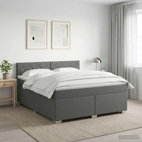 vidaXL Κρεβάτι Box Spring με Στρώμα και LED Σκούρο Γκρι 180 x 200 cm