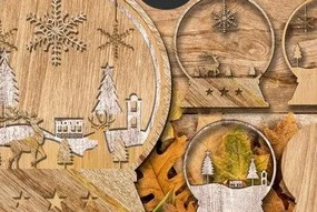 Σετ των 2 Intra απο ξύλο plywood 3mm-4mm πάχος – Snow Globe Δίασταση  20x20 cm INTRAFABR-42613919