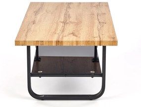 Τραπεζάκι σαλονιού Houston 1012, Δρυς, Μαύρο, 45x60x110cm, Ινοσανίδες μέσης πυκνότητας, Φυσικό ξύλο καπλαμά, Γωνιακός