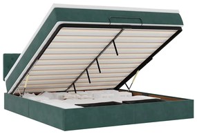 vidaXL Οθωμανικό κρεβάτι με στρώμα & LEDs Dark Green 180x200cm Velvet