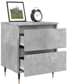 vidaXL Κομοδίνα 2 τεμ. Γκρι Σκυροδ. 40x35x50 εκ. Επεξεργασμένο Ξύλο