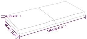 Επιφ Τραπεζιού Αν Καφέ 120x60x(2-6)εκ.Ακατέργ. Μασίφ Ξύλο Δρυός - Καφέ