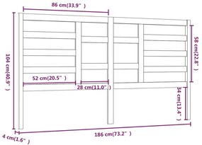 vidaXL Κεφαλάρι Κρεβατιού Μαύρο 186 x 4 x 104 εκ. Μασίφ Ξύλο Πεύκου