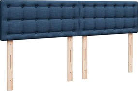 vidaXL Κρεβάτι Boxspring με Στρώμα Μπλε 200x200 εκ. Υφασμάτινο