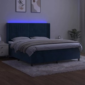 ΚΡΕΒΑΤΙ BOXSPRING ΜΕ ΣΤΡΩΜΑ &amp; LED ΣΚ. ΜΠΛΕ 160X200ΕΚ. ΒΕΛΟΥΔΙΝΟ 3139695