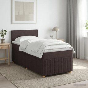 vidaXL Κρεβάτι box spring με στρώμα Σκούρο Καφέ 80 x 200 cm Ύφασμα