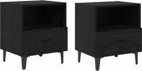 vidaXL Κομοδίνο 2 τμχ. Μαύρη Οξυά 40 x 35 x 47,5 εκ Επεξεργασμένο Ξύλο