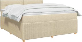 vidaXL Κρεβάτι box spring με στρώμα Κρεμ 140 x 200 cm Ύφασμα