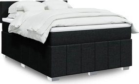 vidaXL Κρεβάτι Boxspring με Στρώμα Μαύρο 140x190 εκ. Υφασμάτινο