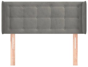 Κεφαλάρι με Πτερύγια Ανοιχτό Γκρι 83x16x78/88 εκ. Βελούδινο - Γκρι