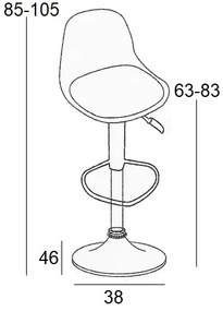 ΣΚΑΜΠΟ ΜΠΑΡ 2ΤΜΧ BAR88 ΜΑΥΡΟ ΓΚΡΙ ΥΦΑΣΜΑ 38X46X105ΕΚ.