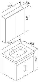 Καθρέπτης μπάνιου Ada 80 Λευκό 80x14x68 εκ. 80x14x68 εκ.