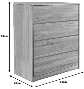 Συρταριέρα Kuanger pakoworld mdf σε φυσική απόχρωση 80x40x89εκ