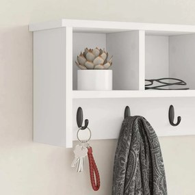 vidaXL Τοίχου Κρεμάστρα Επιτοίχιο Λευκό 75 x 16 x 26 εκ
