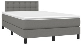 vidaXL Κρεβάτι Boxspring με Στρώμα Σκούρο Γκρι 120x200 εκ. Υφασμάτινο