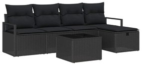 vidaXL Σετ Καναπέ Κήπου 6 pcs Μαύρο 230 x 117 x 85 εκ. Πολυ ράταν