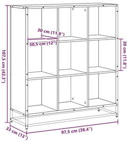 Βιβλιοθήκη Sonoma Δρυς 97,5x33x107,5 εκ Επεξεργ. Ξύλο &amp; Μέταλλο - Καφέ