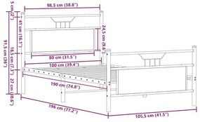 Πλαίσιο Κρεβατιού Χωρ. Στρώμα Sonoma Δρυς 100x190 εκ Επ. Ξύλο - Καφέ