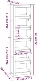 ΒΙΒΛΙΟΘΗΚΗ 50X35X183 ΕΚ. ΑΠΟ ΜΑΣΙΦ ΞΥΛΟ ΠΕΥΚΟΥ 821719