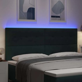 vidaXL LED κεφαλάρι Πράσινο Βελούδο