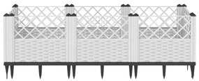 Ζαρντινιέρα με Πασσάλους Λευκή 123,5x43,5x43,5εκ Πολυπροπυλένιο - Λευκό