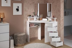 Γωνιακή Τουαλέτα Beauty με Καθρέπτη-Λευκό