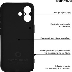 Θήκη Σιλικόνης My Colors Sonique Apple iPhone 16e / iPhone 17e Μαύρο