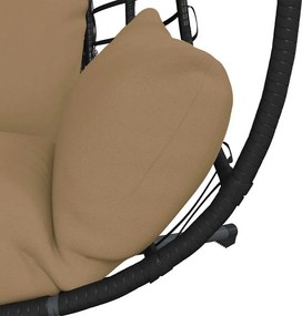 vidaXL Πολυθρόνα Egg Κρεμαστή με Βάση Taupe Συνθ. Ρατάν / Ατσάλι