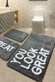 Acrylic Bathmat Set (3 Pieces) Great - Grey Multicolor