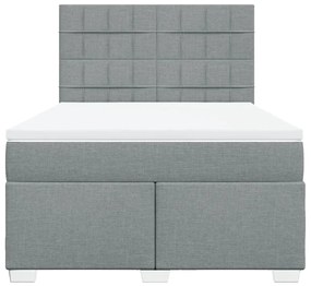 vidaXL Κρεβάτι Boxspring με Στρώμα Ανοιχτό Γκρι 140x190 εκ. Υφασμάτινο