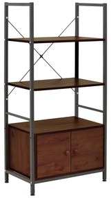 Ραφιέρα επιδαπέδια με ντουλάπι Kuili pakoworld μέταλλο μαύρο-mdf σε καρυδί απόχρωση 60x36x121εκ