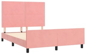 Πλαίσιο Κρεβατιού με Κεφαλάρι Ροζ 140x190 εκ. Βελούδινο - Ροζ