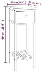 Βοηθητικό Τραπέζι με Συρτάρι 25x25x60 εκ. Μασίφ Ξύλο Καρυδιάς  - Καφέ