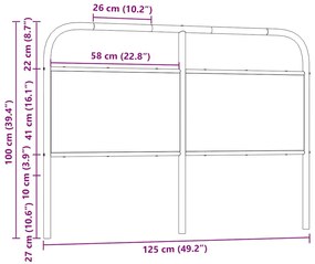 Κεφαλάρι Καφέ Δρυς 120 εκ. Ατσάλι/Επεξεργασμένο Ξύλο - Καφέ
