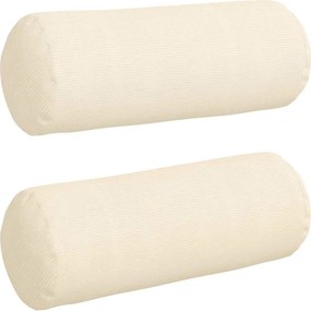 vidaXL Μαξιλάρια Στήριγμα 2 pcs Κρεμ Ø 25 x 70 cm Υφασμάτινο Κορντουρά