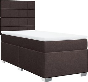 vidaXL Κρεβάτι Boxspring με Στρώμα Σκούρο Καφέ 100x200 εκ. Υφασμάτινο
