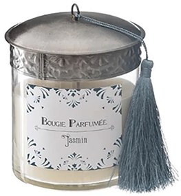 Αρωματικό Κερί Σε Βάζο Με Καπάκι Jasmine 07.157734E 9,5Χ12,5cm Light Blue-White Paraffin