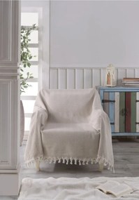 Stewehome φυσική πλεκτή βαμβακερή διακοσμητική κουβέρτα για μονή πολυθρόνα 160x160 cm