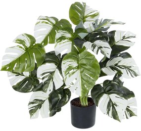 Τεχνητό Φυτό Albino Monstera 20925 Φ70x75cm Green-White GloboStar Πολυαιθυλένιο,Ύφασμα