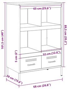 Ντουλάπι Μαύρο 68 x 39 x 101,5 εκ. από Χάλυβα - Μαύρο