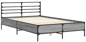 vidaXL Πλαίσιο Κρεβατιού Γκρι Sonoma 120x200 εκ. Επεξ. Ξύλο & Μέταλλο