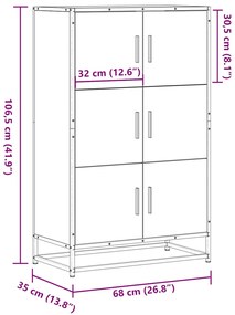 Highboard καφέ δρυς Κατασκευασμένο ξύλο και μέταλλο - Καφέ