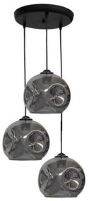 Κρεμαστό Φωτιστικό Οροφής 3xE27 Γυαλί Φ36cm Pop Heronia Lighting 02-0391 Φιμέ/Smoke