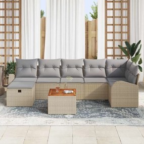 vidaXL Σετ Καναπέ Κήπου με μαξιλάρι 8 pcs Μπεζ Πολυ ράταν