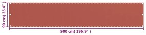 vidaXL Διαχωριστικό Βεράντας Τερακότα 90 x 500 εκ. από HDPE