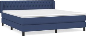 vidaXL Κρεβάτι Boxspring με Στρώμα Μπλε 180x200 εκ. Υφασμάτινο