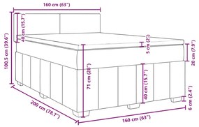 Κρεβάτι Boxspring με Στρώμα Μπλε 160x200 εκ. Υφασμάτινο - Μπλε